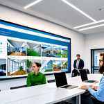 **

"A bright, modern office interior showcasing innovative design elements.  Several architects are collaborating around a digital BIM model displayed on a large screen.  Fully clothed professionals in appropriate attire are engaged in a meeting.  The space features sustainable materials and smart technology integration.  Safe for work, appropriate content, perfect anatomy, natural proportions, high-quality rendering, professional setting, modest design, family-friendly."

**